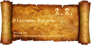 Kleinman Karina névjegykártya